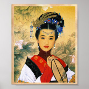 Koel jonge, mooie chinese prinses Guo Jin art Poster