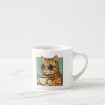 Koel Kat Coffee Retro Stijl Ontwerp voor Kat Liefh