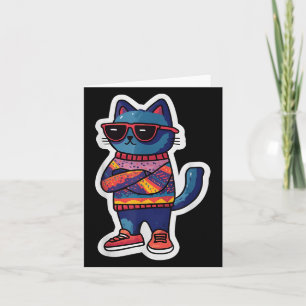 Koel Kat Met Zonnebril Retro Stijl Grappig Dier Kaart