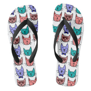 Koel Katten met zonnebrillen en stropdassen op aan Teenslippers