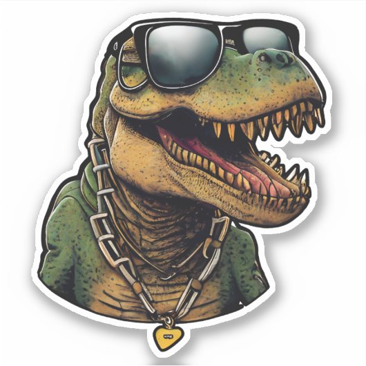 Koel Kerel, Zonnebril T-Rex Sticker (Voorkant)