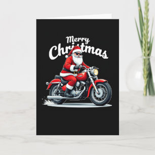 Koel Kerstman Motorrijder Kerstkaart Zwarte Achter Kaart