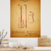Koel  kijkend beroemd bass Guitar Patent Poster (Keuken)