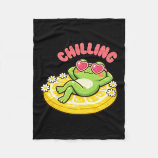 Koel kikker zomer vibes cute kawaii grafisch fleece deken