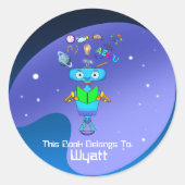 Koel Kinder robot leren van het lezen van Notitieb Ronde Sticker (Voorkant)