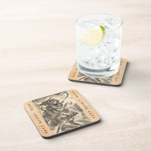 Koel klassiek japans demon tattoo bier onderzetter