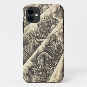 Koel klassiek japans demon tattoo iPhone 11 hoesje