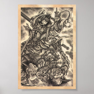 Koel klassiek japans demon tattoo poster