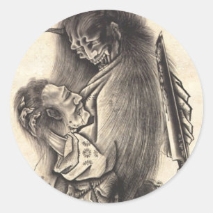 Koel klassiek japans demon tattoo ronde sticker