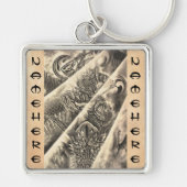 Koel klassiek japans demon tattoo sleutelhanger (Voorkant)