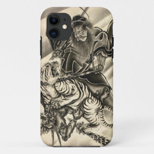 Koel klassieke  japanse demon samurai tijger iPhone 11 hoesje