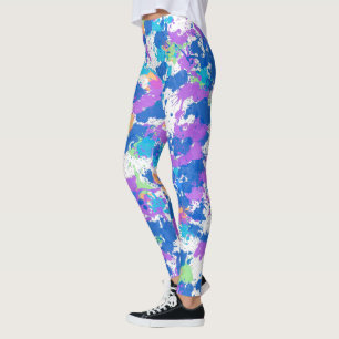 Koel kleuren Abstracte plakverf, vaag Leggings