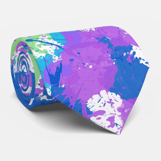 Koel kleuren Abstracte plakverf, vaag Stropdas (Opgerold)