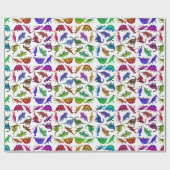 Koel kleurig dinosauriwitpapier cadeaupapier (Vlak)