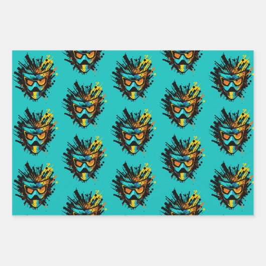 Koel kleurig Paintball Masker Blast Splatter Inpakpapier Vel (Voorkant)