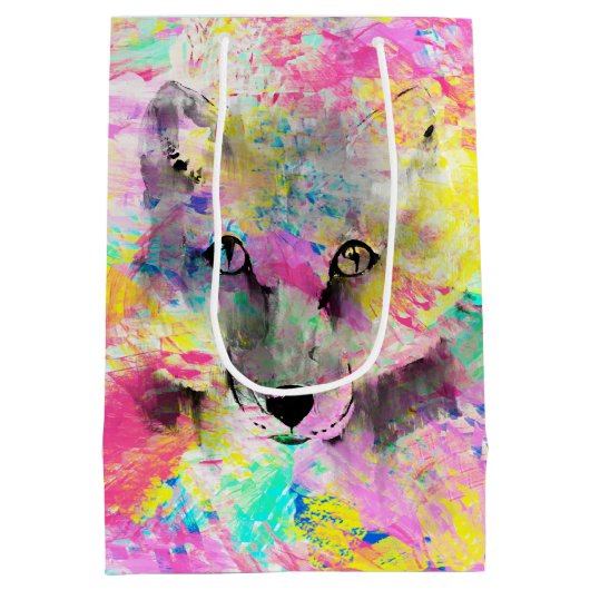 Koel kleurige trillende vos abstracte verf medium cadeauzakje (Achterkant)