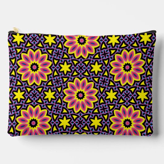 Koel Kleurrijk Geometrisch Retro Bloem Patroon Etui (Voorkant)