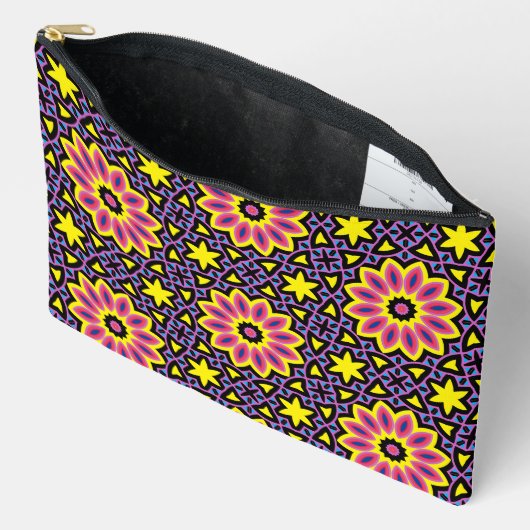 Koel Kleurrijk Geometrisch Retro Bloem Patroon Etui (Open)