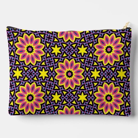 Koel Kleurrijk Geometrisch Retro Bloem Patroon Etui (Achterkant)