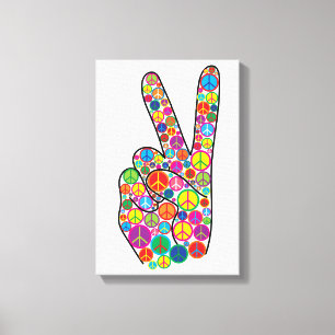 Koel kleurrijke Groovy-vredessignalen Canvas Afdruk