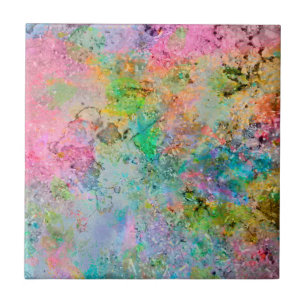 Koel kleurrijke neonkleuren abstract marmer afbeel tegeltje