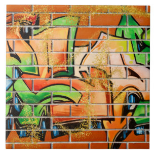 Koel kleurrijke stedelijke graffiti met Faux Glitt Tegeltje