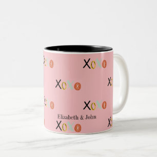 Koel Kleurrijke "XOXO" Hartjes Valentijnsdag Tweekleurige Koffiemok
