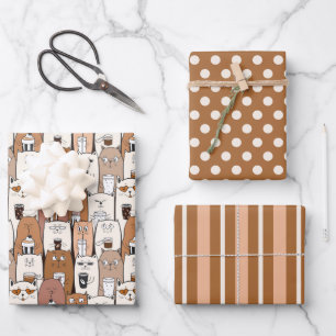 Koel koffiekatten inpakpapier set van 3 vel