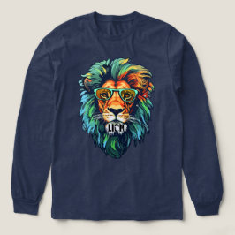 Koel Koning – Kleurrijke Leeuw met Zonnebril Desig Tri-Blend Shirt