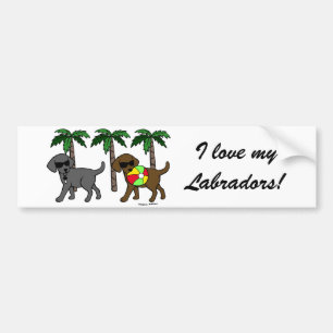 Koel Labradors Beach Party-Cartoon Bumpersticker