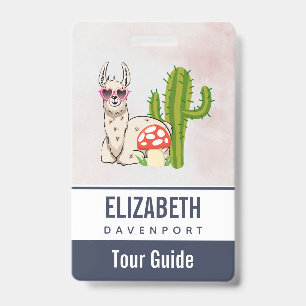 Koel lama in een zonnebril met een hoge zonnebril badge