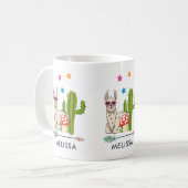 Koel lama in een zonnebril met een hoge zonnebril koffiemok (Voorkant links)