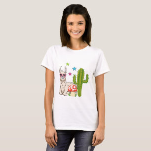 Koel lama in een zonnebril met een hoge zonnebril t-shirt