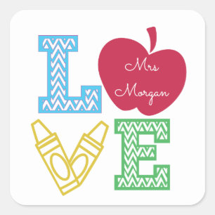 Koel leraar liefde voor decoratief script vierkant vierkante sticker
