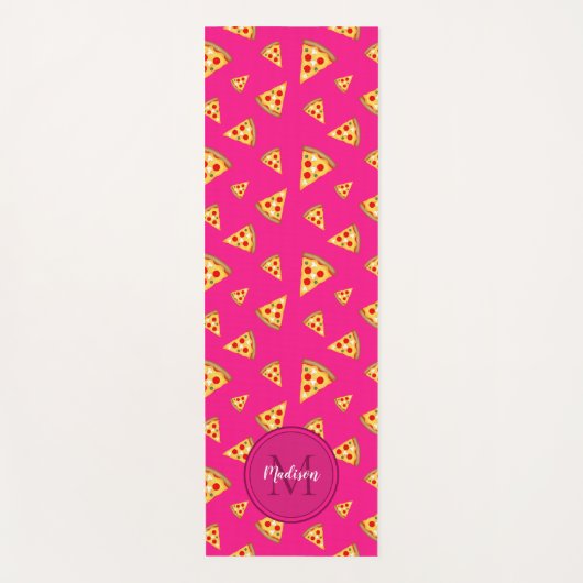 Koel leuke pizza plakken patroon Monogram hete roz Yogamat (Voorkant)