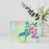 Koel leuke trendy waterverven kolibrij briefkaart (Staand voorkant)