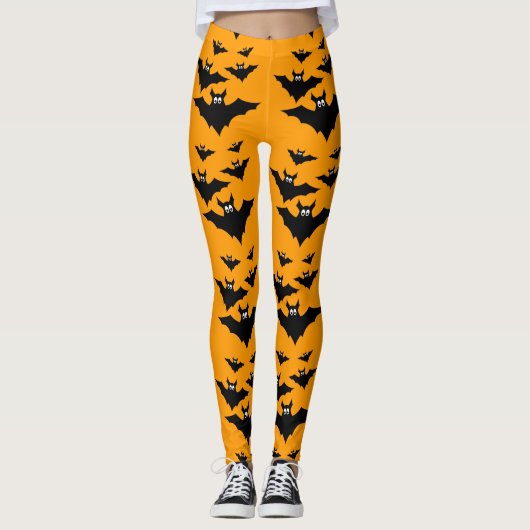 Koel leuke vliegende vleermuizen Halloween Black e Leggings (Voorkant)