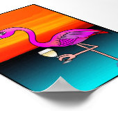 Koel leuke wijn drink Flamingo poster (Hoek)