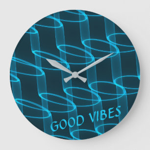 Koel Lichtgevend Blauw Golfpatroon Aangepaste Teks Grote Klok