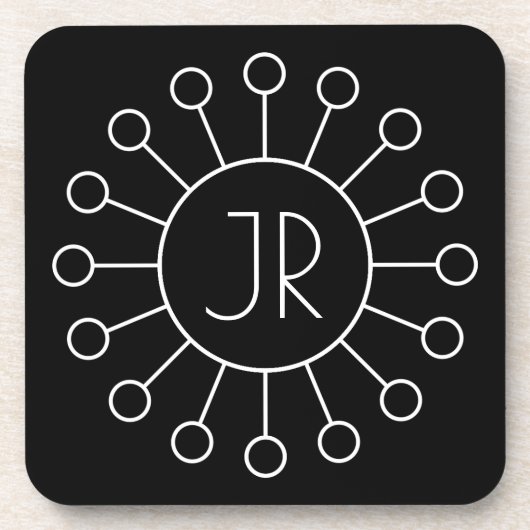 Koel Logo Stijl Monogram | Zwart-wit Bier Onderzetter (Voorkant)