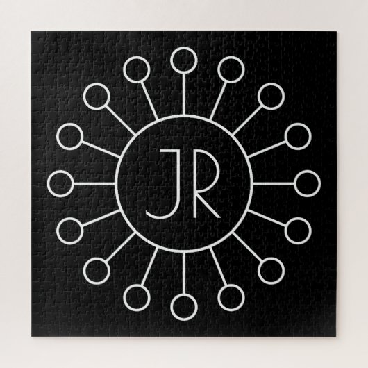 Koel  Logo Stijl Monogram | Zwart-wit Legpuzzel (Verticaal)