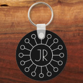 Koel  Logo Stijl Monogram | Zwart-wit Sleutelhanger (Voorkant)