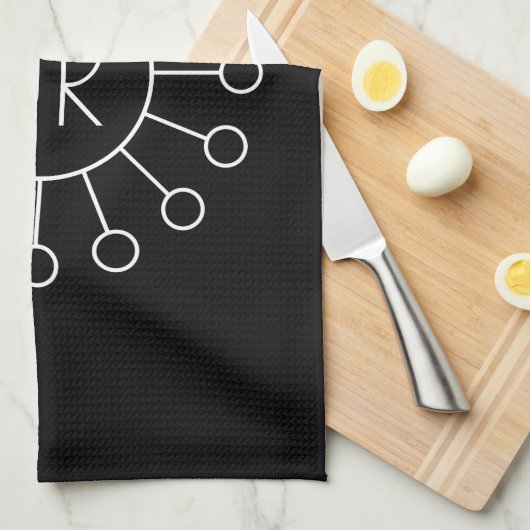 Koel Logo Stijl Monogram | Zwart-wit Theedoek (Quarter Fold)