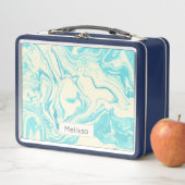 Koel marmer-ontwerp in Turquoise en Cream Custom (In situ)