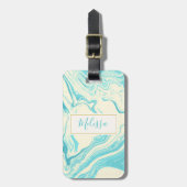 Koel marmer-ontwerp in Turquoise en Cream Custom Bagagelabel (Voorkant verticaal)