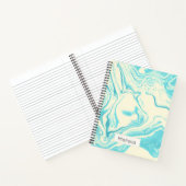 Koel marmer-ontwerp in Turquoise en Cream Custom Notitieboek (Binnen)