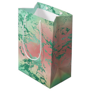 Koel Marmer Prachtig Pastel Koraal en Groen Ombr Medium Cadeauzakje