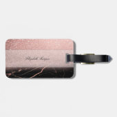 Koel marmer textuur, Glitter Monogram-Gepersonalis Bagagelabel (Achterkant horizontaal)