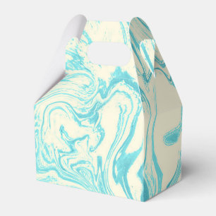 Koel marmeren ontwerp in turquoise en crème bedankdoosjes