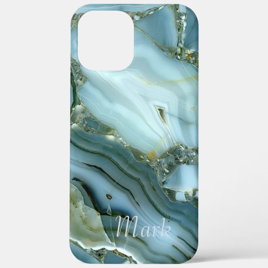 Koel marmeren patroon Monogram Case-Mate iPhone Case (Achterkant)